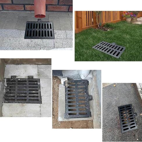 Metal Drainage Grates with Frame Heavy Duty Rectangle Cast Iron Trench Grate Cover(60x40x4.5cm/24x16x1.8in) in Saudi Arabia