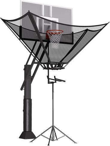 Basketball Rebounder Return Machine with 180° Rotating Track Adjustable Height Return Attachment Heavy Duty Shooting Trainer Rebounder Net Return System for Solo Practice & Efficient Training in Kuwait
