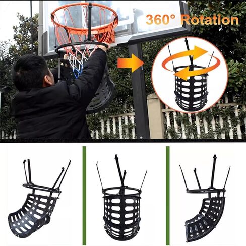 جهاز إرجاع كرة السلة للمساعدة في إرجاع كرة السلة مع شلال قابل للدوران 360 درجة وخطاف من بلاستيك البولي بروبيلين الأسود in Kuwait