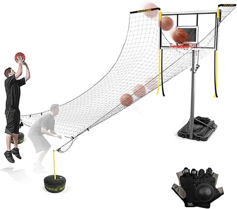 Automatic Basketball Rebounder Attachment - Indoor/Outdoor Shot Return System with Rotatable Brackets & 4.8m Net - Essential Training Aid for Basketball Hoops in Saudi Arabia