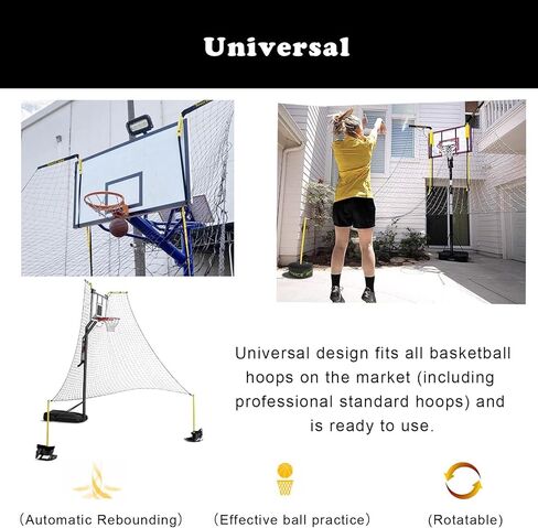 Automatic Basketball Rebounder Attachment - Indoor/Outdoor Shot Return System with Rotatable Brackets & 4.8m Net - Essential Training Aid for Basketball Hoops in Saudi Arabia
