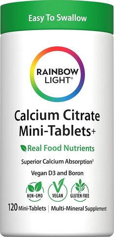 Rainbow Light Calcium Citrate Tablets with Vitamin D, Dietary Supplement Provides High-Potency Bone Health Support, with Calcium and Vitamin D, Vegetarian and Gluten Free, 120 Count in Kuwait