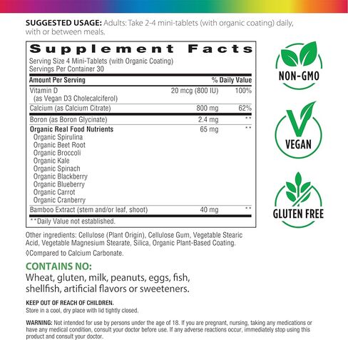 Rainbow Light Calcium Citrate Tablets with Vitamin D, Dietary Supplement Provides High-Potency Bone Health Support, with Calcium and Vitamin D, Vegetarian and Gluten Free, 120 Count in Kuwait