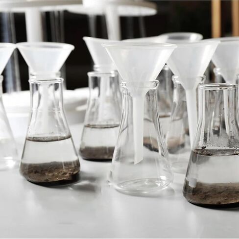 12pcs 75mm Plastic Laboratory Funnel Set, Triangle Pp Filter Filling Funnels for Scientific Experiments and Liquid Transfer in Kuwait