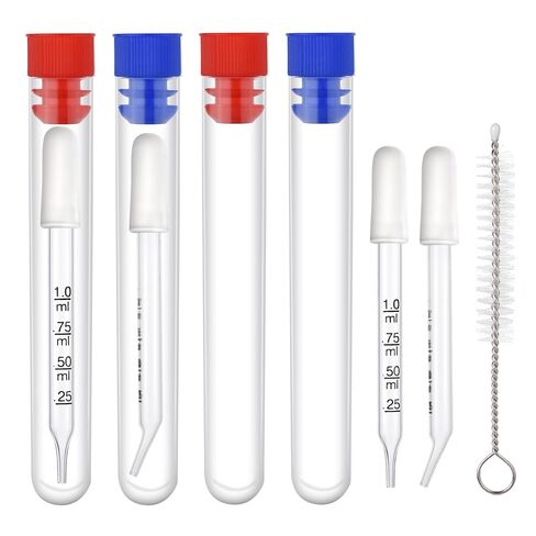 4pcs 1ml Eye Dropper, Glass Squeeze Pi te with Measurements Bent & Straight Tip Calibration Liquid Dropper Bottle with Cleaning Brush Rubber Head for Medicine Oil Laboratory Feeding Tool (White) in Saudi Arabia