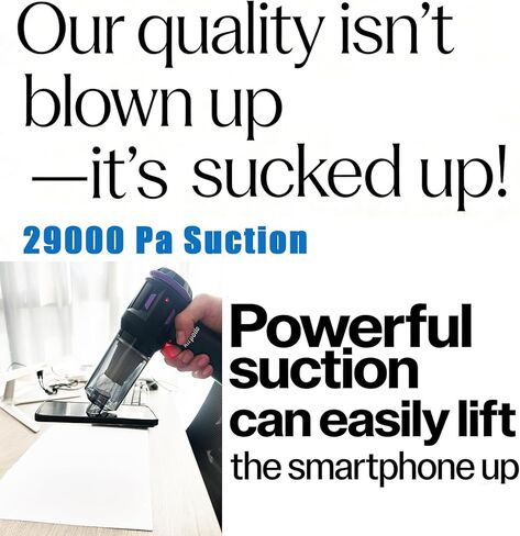 مكنسة Airpollo® للسيارة المحمولة بدون سلك Aspiradora para Carro، 4 في 1 مع شاشة LED V2 منفاخ هواء محمول بقوة 29000 باسكال، طاقة عالية قابلة لإعادة الشحن للمنزل، بطارية طويلة الأمد in Kuwait