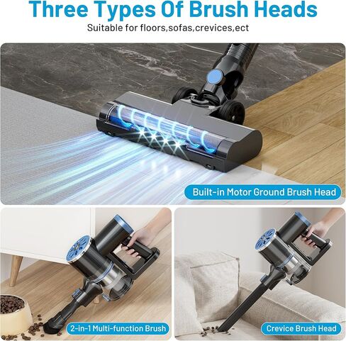 VIPSUN Cordless Vacuum Cleaner with Self-Standing, LED Screen Stick Vacuum Cleaners for Home, Lightweight Powerful Suction Vacuum, 6-in-1 Rechargeable Vacuum for Carpets, Pet Hair, Hardwood Floors in Saudi Arabia