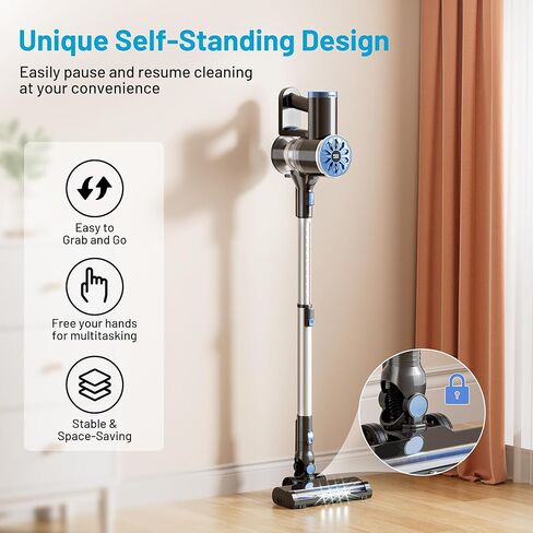 VIPSUN Cordless Vacuum Cleaner with Self-Standing, LED Screen Stick Vacuum Cleaners for Home, Lightweight Powerful Suction Vacuum, 6-in-1 Rechargeable Vacuum for Carpets, Pet Hair, Hardwood Floors in Saudi Arabia