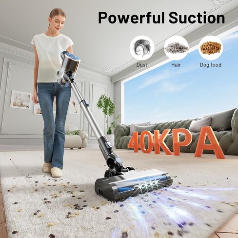VIPSUN Cordless Vacuum Cleaner with Self-Standing, LED Screen Stick Vacuum Cleaners for Home, Lightweight Powerful Suction Vacuum, 6-in-1 Rechargeable Vacuum for Carpets, Pet Hair, Hardwood Floors in Saudi Arabia