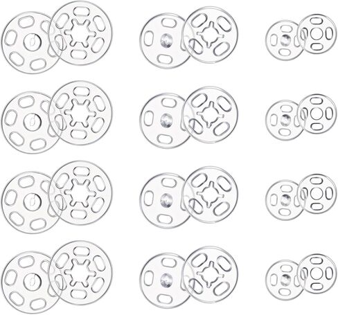 150pcs لقطات واضحة للخياطة ، 7 مم/10 مم/15 مم لكل 50 مجموعة من اللقطات المستديرة البلاستيكية للملابس القميص سراويل على الظهر الخياطة ، السحابات زر لسترات الجينز معاطف الجينز معاطف in Kuwait