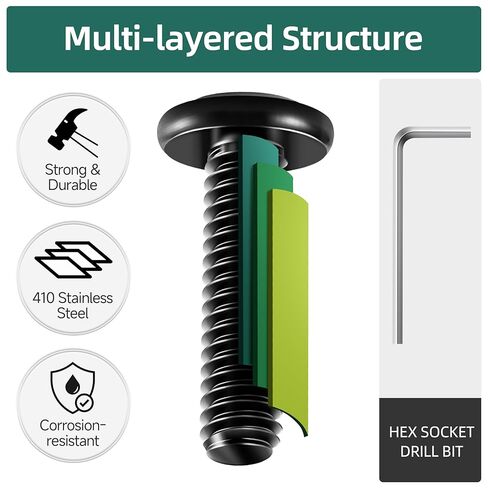 20Pcs 1/4-20 x 3 Flat Head Socket Head Screws 304 Stainless Steel Furniture Bolts Countersunk Connector Screws, Black Oxide Fully Threaded with Spanner in Kuwait