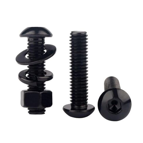 1/4-20 براغي، 1 بوصة زر رأس مقبس براغي وصواميل سداسية، غسالات مسطحة وقفل، 304 من الفولاذ المقاوم للصدأ كامل الخيوط، 10 مجموعات بلمسة نهائية سوداء in Kuwait