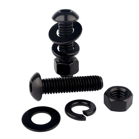 1/4-20 براغي، 1 بوصة زر رأس مقبس براغي وصواميل سداسية، غسالات مسطحة وقفل، 304 من الفولاذ المقاوم للصدأ كامل الخيوط، 10 مجموعات بلمسة نهائية سوداء in Kuwait
