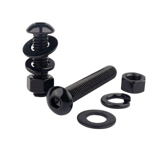 1/4-20 براغي، 1 بوصة زر رأس مقبس براغي وصواميل سداسية، غسالات مسطحة وقفل، 304 من الفولاذ المقاوم للصدأ كامل الخيوط، 10 مجموعات بلمسة نهائية سوداء in Kuwait