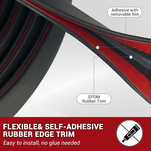 Self Adhesive Rubber Edge Trim, 3/32" U Shaped, 20Ft, Black Color in Kuwait