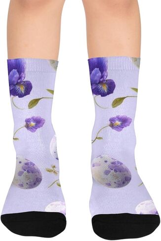 جوارب Ink Iris عيد الفصح الأرجوانية للمشي لمسافات طويلة - جوارب شتوية حرارية سميكة دافئة للأولاد والبنات للمدرسة، والارتداء اليومي والأنشطة الخارجية in Kuwait