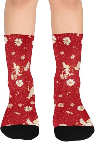 جوارب Red Daisy Angel Art للمشي لمسافات طويلة - جوارب شتوية حرارية سميكة دافئة للأطفال الصغار للأولاد والبنات للمدرسة، والارتداء اليومي والأنشطة الخارجية in Kuwait