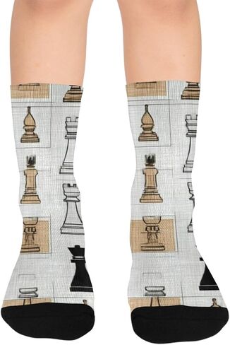 جوارب فنية للتنزه سيرًا على الأقدام من قطعة الشطرنج - جوارب شتوية حرارية سميكة دافئة للأولاد والبنات الصغار للمدرسة، والارتداء اليومي والأنشطة الخارجية in Kuwait