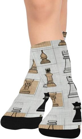 جوارب فنية للتنزه سيرًا على الأقدام من قطعة الشطرنج - جوارب شتوية حرارية سميكة دافئة للأولاد والبنات الصغار للمدرسة، والارتداء اليومي والأنشطة الخارجية in Kuwait