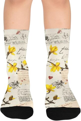 جوارب المشي لمسافات طويلة باللون الأصفر على شكل مغلف قديم - جوارب شتوية حرارية سميكة دافئة للأولاد والبنات الصغار للمدرسة، والارتداء اليومي والأنشطة الخارجية in Kuwait