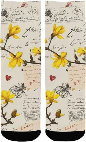 جوارب المشي لمسافات طويلة باللون الأصفر على شكل مغلف قديم - جوارب شتوية حرارية سميكة دافئة للأولاد والبنات الصغار للمدرسة، والارتداء اليومي والأنشطة الخارجية in Kuwait