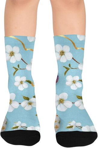 جوارب المشي لمسافات طويلة على شكل زهرة عيد الفصح من Cherry Blossom - جوارب شتوية حرارية سميكة دافئة للأولاد والبنات للمدرسة، والارتداء اليومي والأنشطة الخارجية in Kuwait