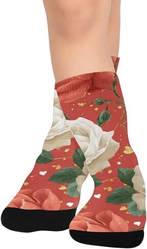 جوارب المشي لمسافات طويلة باللون الأحمر الفاوانيا البيضاء - جوارب شتوية حرارية سميكة دافئة للأولاد والبنات للمدرسة، والارتداء اليومي والأنشطة الخارجية in Kuwait