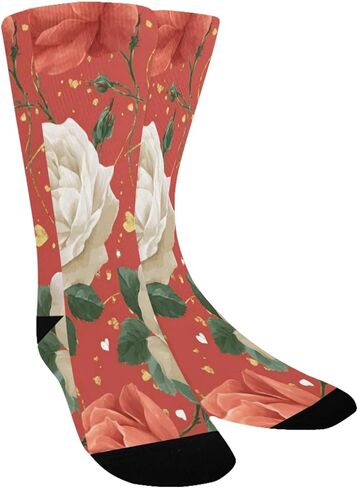 جوارب المشي لمسافات طويلة باللون الأحمر الفاوانيا البيضاء - جوارب شتوية حرارية سميكة دافئة للأولاد والبنات للمدرسة، والارتداء اليومي والأنشطة الخارجية in Kuwait