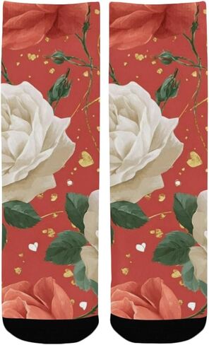 جوارب المشي لمسافات طويلة باللون الأحمر الفاوانيا البيضاء - جوارب شتوية حرارية سميكة دافئة للأولاد والبنات للمدرسة، والارتداء اليومي والأنشطة الخارجية in Kuwait