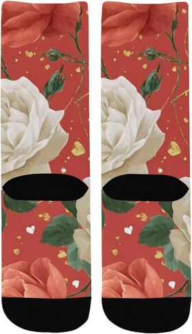 جوارب المشي لمسافات طويلة باللون الأحمر الفاوانيا البيضاء - جوارب شتوية حرارية سميكة دافئة للأولاد والبنات للمدرسة، والارتداء اليومي والأنشطة الخارجية in Kuwait