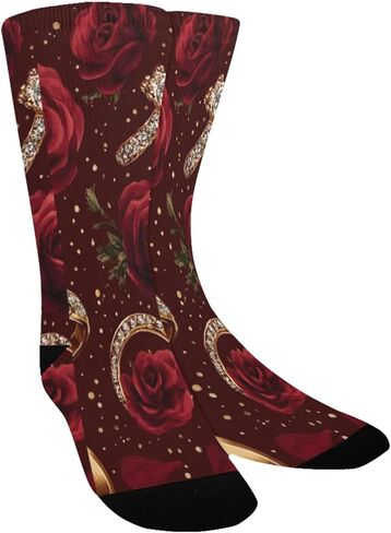 جوارب للمشي لمسافات طويلة على شكل وردة حمراء وحلقات - جوارب شتوية حرارية سميكة دافئة للأولاد والبنات الصغار للمدرسة، والارتداء اليومي والأنشطة الخارجية in Kuwait