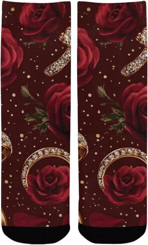 جوارب للمشي لمسافات طويلة على شكل وردة حمراء وحلقات - جوارب شتوية حرارية سميكة دافئة للأولاد والبنات الصغار للمدرسة، والارتداء اليومي والأنشطة الخارجية in Kuwait