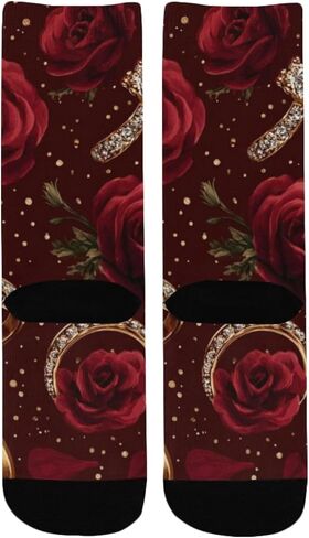 جوارب للمشي لمسافات طويلة على شكل وردة حمراء وحلقات - جوارب شتوية حرارية سميكة دافئة للأولاد والبنات الصغار للمدرسة، والارتداء اليومي والأنشطة الخارجية in Kuwait