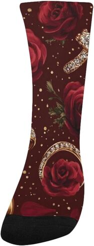 جوارب للمشي لمسافات طويلة على شكل وردة حمراء وحلقات - جوارب شتوية حرارية سميكة دافئة للأولاد والبنات الصغار للمدرسة، والارتداء اليومي والأنشطة الخارجية in Kuwait