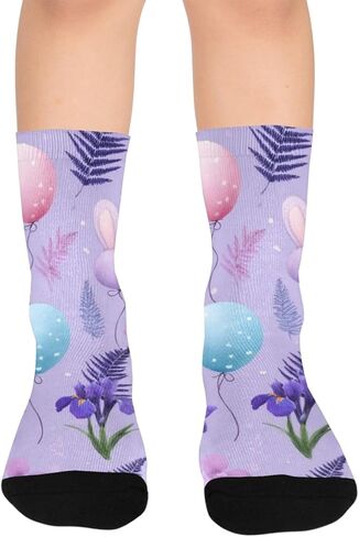 جوارب Lavender Balloon Garden Purple للمشي لمسافات طويلة - جوارب شتوية حرارية سميكة دافئة للأولاد والبنات للمدرسة، والارتداء اليومي والأنشطة الخارجية in Kuwait