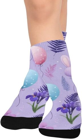 جوارب Lavender Balloon Garden Purple للمشي لمسافات طويلة - جوارب شتوية حرارية سميكة دافئة للأولاد والبنات للمدرسة، والارتداء اليومي والأنشطة الخارجية in Kuwait