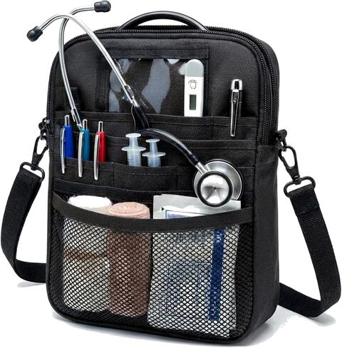 حقيبة ممرضة فاني 4 في 1 وحقيبة ممرضة | منظم الأدوات الطبية مع جيوب للشريط والمقص وسماعة الطبيب ومستلزمات الطوارئ وحقيبة الخصر لمحترفي الرعاية الصحية in Kuwait