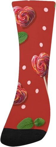 جوارب للمشي لمسافات طويلة على شكل قلب مصاصة باللون الأحمر والنعناع - جوارب شتوية حرارية سميكة دافئة للأولاد والبنات للمدرسة، والارتداء اليومي والأنشطة الخارجية in Kuwait