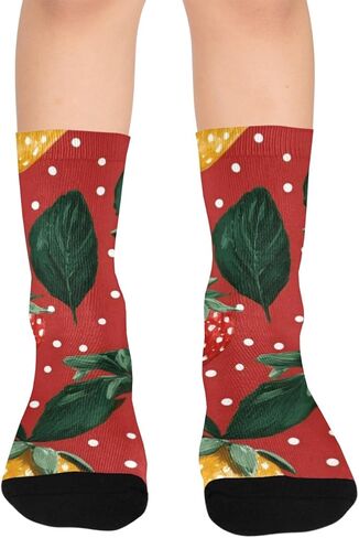 جوارب التنزه سيرًا على الأقدام بلون الفراولة الحمراء - جوارب شتوية حرارية سميكة دافئة للأولاد والبنات للمدرسة، والارتداء اليومي والأنشطة الخارجية in Kuwait