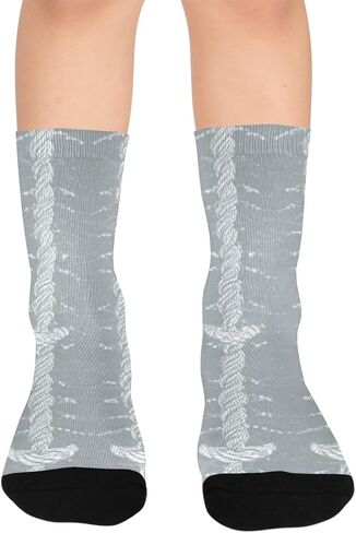 جوارب المشي لمسافات طويلة باللون الرمادي بعقدة مرساة - جوارب شتوية حرارية سميكة دافئة للأولاد والبنات للمدرسة، والارتداء اليومي والأنشطة الخارجية in Kuwait