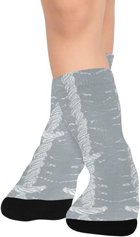 جوارب المشي لمسافات طويلة باللون الرمادي بعقدة مرساة - جوارب شتوية حرارية سميكة دافئة للأولاد والبنات للمدرسة، والارتداء اليومي والأنشطة الخارجية in Kuwait