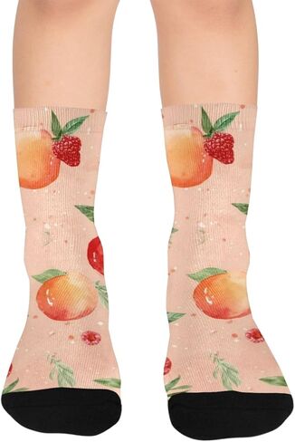 جوارب المشي لمسافات طويلة بطبعة فواكه زهرية - جوارب شتوية حرارية سميكة دافئة للأطفال الصغار للأولاد والبنات للمدرسة، والارتداء اليومي والأنشطة الخارجية in Kuwait