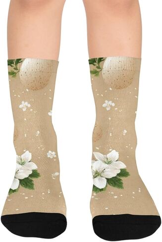 جوارب بيضاء للمشي على شكل بيضة زهرية - جوارب شتوية حرارية سميكة دافئة للأولاد والبنات الصغار للمدرسة، والارتداء اليومي والأنشطة الخارجية in Kuwait