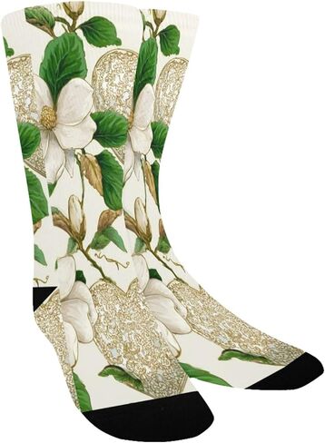 جوارب ماجنوليا بيضاء على شكل قلب أخضر للمشي لمسافات طويلة - جوارب شتوية حرارية سميكة دافئة للأولاد والبنات للمدرسة، والارتداء اليومي والأنشطة الخارجية in Kuwait