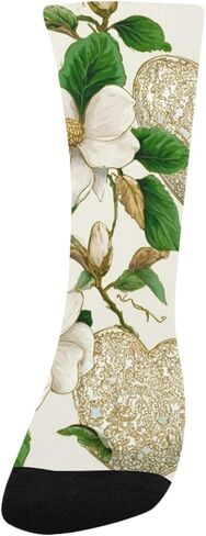 جوارب ماجنوليا بيضاء على شكل قلب أخضر للمشي لمسافات طويلة - جوارب شتوية حرارية سميكة دافئة للأولاد والبنات للمدرسة، والارتداء اليومي والأنشطة الخارجية in Kuwait