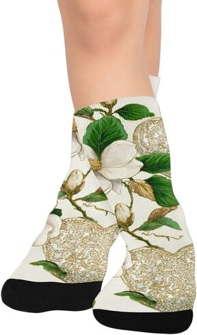 جوارب ماجنوليا بيضاء على شكل قلب أخضر للمشي لمسافات طويلة - جوارب شتوية حرارية سميكة دافئة للأولاد والبنات للمدرسة، والارتداء اليومي والأنشطة الخارجية in Kuwait