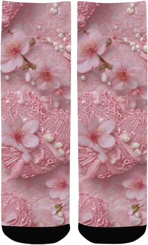 جوارب المشي لمسافات طويلة من الدانتيل باللون الوردي - جوارب شتوية حرارية سميكة دافئة للأولاد والبنات للمدرسة، والارتداء اليومي والأنشطة الخارجية in Kuwait