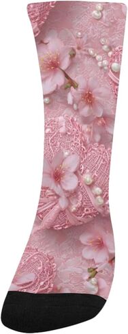 جوارب المشي لمسافات طويلة من الدانتيل باللون الوردي - جوارب شتوية حرارية سميكة دافئة للأولاد والبنات للمدرسة، والارتداء اليومي والأنشطة الخارجية in Kuwait