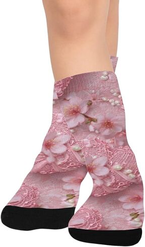 جوارب المشي لمسافات طويلة من الدانتيل باللون الوردي - جوارب شتوية حرارية سميكة دافئة للأولاد والبنات للمدرسة، والارتداء اليومي والأنشطة الخارجية in Kuwait