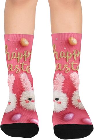 جوارب عيد الفصح للمشي لمسافات طويلة من Red Art Bunnies - جوارب شتوية حرارية سميكة دافئة للأولاد والبنات للمدرسة، والارتداء اليومي والأنشطة الخارجية in Kuwait